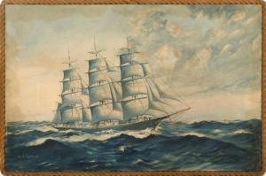 COLLUM Wendell F 1900-1900,Full-rigged ship at sea,20th Century,Eldred's US 2017-11-02
