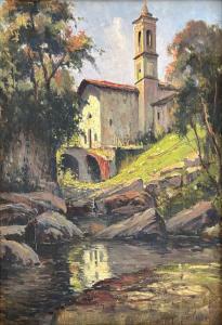 COLMO Giovanni 1867-1947,LA CHIESA SUL TORRENTE,Trend Auction IT 2024-04-16