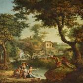 Colombo Giovanni Battista 1717-1793,Pastoral landscape with waterfall and village i,Bruun Rasmussen 2011-05-30