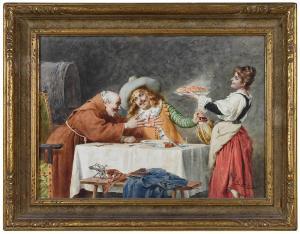 COLOMBO Virgilio 1878-1929,Friar and a Cavalier at a Table,Brunk Auctions US 2021-10-22