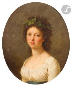 COLSON Jean François Gilles 1733-1803,Portrait de jeune fille,1791,Ader FR 2024-03-26