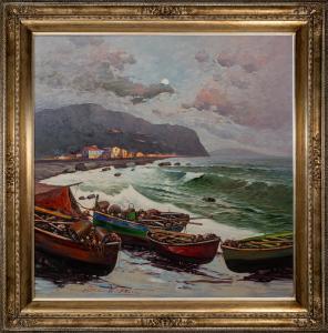 COLUCCI VITTORIO 1935,Paesaggio costiero napoletano con barche,Trionfante IT 2023-02-25