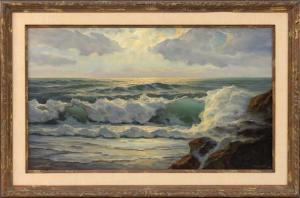 Columbus Ehrig William 1892-1973,Sunset over crashing waves,Eldred's US 2017-11-18