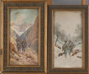 COMBA Pierre 1860-1934,Trois chasseurs alpins dans la neige,Conan-Auclair FR 2024-03-09