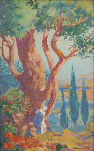 COMBAZ Gisbert 1869-1941,Paysage méditerranéen,1919,Brussels Art Auction BE 2021-03-24