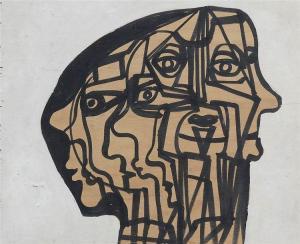 COMELLAS joan 1913-2000,Composición con rostros,Subarna ES 2016-02-17