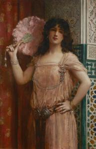 COMERRE Leon Francois 1850-1916,A harem beauty holding a pink fan,Bonhams GB 2014-11-05