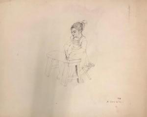COMMERE Jean Yves 1920-1986,Portrait de Jaquine, fille de l'artiste, dessina,1958,Beaussant-Lefèvre 2024-01-18