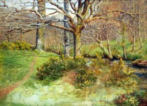 COMMON Violet M 1867-1952,woodland scene with stream,1921,Biddle and Webb GB 2013-01-11