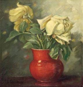 COMPLOJ Heinrich 1879-1967,Gelbe Rosen in roter Vase,Palais Dorotheum AT 2012-04-03