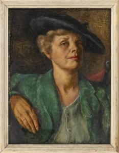 CONANT BUSH BROWN MARJORIE 1885-1978,Portrait of a woman in a hat.,1942,Eldred's US 2020-05-14