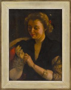 CONANT BUSH BROWN MARJORIE 1885-1978,Portrait of a woman putting on a glove,Eldred's US 2019-11-22