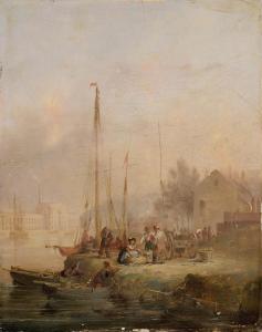 CONDY Nicholas 1793-1857,Figures unloading their catch by the water,Rosebery's GB 2024-02-27