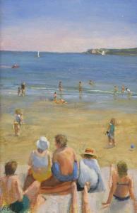 Conlon Roger 1958,A beach scene with figures,Clevedon Salerooms GB 2019-06-13