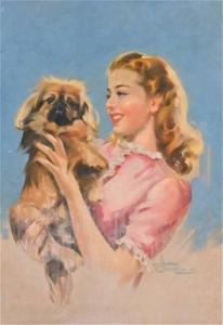 CONNOLLY Howard 1903-1990,Bonita Granville with Dog,Nadeau US 2022-08-20