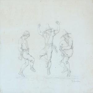 CONRADSEN Harald 1817-1905,Three dancing Italians and People Scene,Bruun Rasmussen DK 2013-04-08