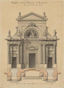 CONSTANT D'IVRY Pierre Contant, dit 1698-1777,Projet de façade et plan au sol pour l\’ég,Christie's 2024-03-20