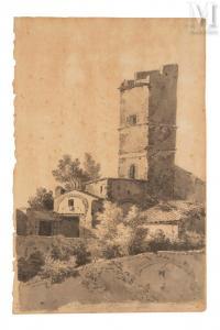 CONSTANTIN D AIX Jean Antoine 1756-1844,La tour d\’Aygosi,1835,Millon & Associés FR 2022-11-24