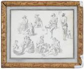 CONSTANTIN D AIX Jean Antoine 1756-1844,Personnages en costumes paysans,Brunk Auctions US 2022-02-04