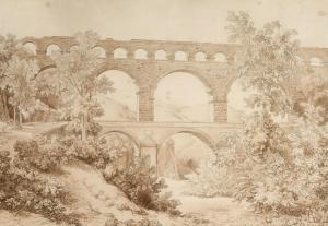 CONSTANTIN D AIX Jean Antoine 1756-1844,Vue du pont du Gard,Aguttes FR 2023-06-22