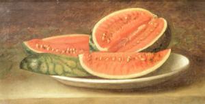 CONSTANTIN Demetre 1800-1800,Melon, four Slices on a Tray,1844,Alis Auction RO 2007-10-28