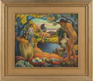 CONSTANTINE George 1900-1900,Fanciful landscape with nude bathers,20th Century,Eldred's 2022-01-27