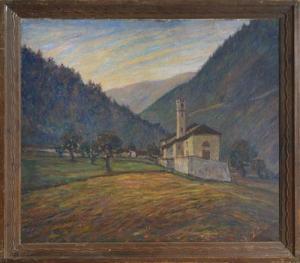 CONTI Aldo 1935,Paesaggio montano con chiesetta,1925,Meeting Art IT 2019-01-26