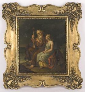 CONTINENTAL SCHOOL,a bearded man playing the harp to a young woman by,Dallas Auction US 2009-05-13