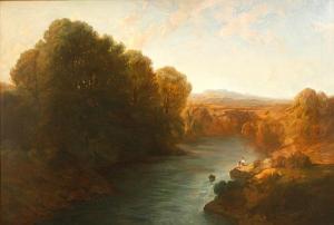 CONTINENTAL SCHOOL,A river landscape with figures on the bank,Bonhams GB 2011-01-23