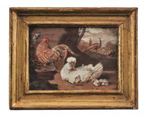 CONTINENTAL SCHOOL,A ROOSTER, HEN AND CHICKS AND OTHER BIRDS IN A LANDSCAPE,Sotheby's GB 2016-10-18