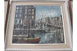 CONTINENTAL SCHOOL,Canal Scene,Tooveys Auction GB 2015-10-07
