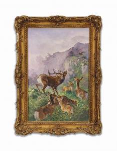 CONTINENTAL SCHOOL,Deer in a mountainous landscape,Christie's GB 2014-12-17