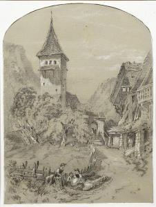 CONTINENTAL SCHOOL,Figures in a Tyrolean Village,1851,Rowley Fine Art Auctioneers GB 2017-09-05