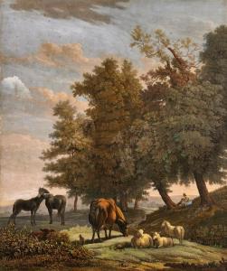 CONTINENTAL SCHOOL,pastoral scene of two horses, an ox, sheep and chi,Chait US 2016-02-10
