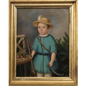 CONTINENTAL SCHOOL,PORTRAIT OF A YOUNG BOY WITH SWORD AND RIFLE,1848,Sotheby's GB 2010-01-22