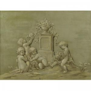 CONTINENTAL SCHOOL,putti adorning an urn with flowers,Sotheby's GB 2006-01-28