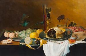 CONTINENTAL SCHOOL,Still Life with Fruit and Pie on a Pewter Plate,Hindman US 2016-04-29