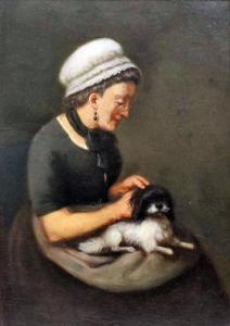 CONTINENTAL SCHOOL,Woman with a dog on her lap,Canterbury Auction GB 2017-10-03