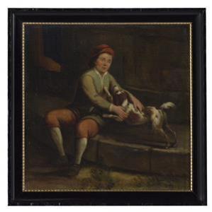 CONTINENTAL SCHOOL,Young Red-Capped Boy with His Pet Spa,19th Century,New Orleans Auction 2019-07-27