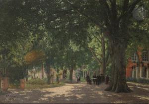 Contini Joseph 1827-1900,La Lecture sous les arbres,1889,Ader FR 2021-01-26