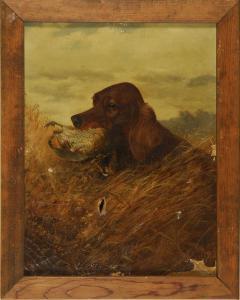 CONTOIT Louis 1883-1904,Irish setter with a quail,1889,Eldred's US 2011-08-03