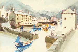 COOK Frederick T.W 1907-1982,a harbour scene with mountains beyond,John Nicholson GB 2020-12-07