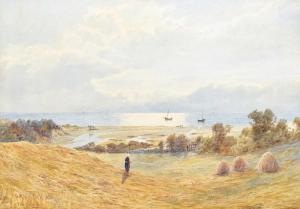 COOK Herbert Moxon 1844-1928,Coastal view with figure and boats,1886,Peter Wilson GB 2023-04-06