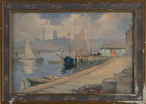 COOK John Alfred 1870-1936,Dock scene,Eldred's US 2023-04-20