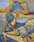 COOK Juan 1946,FEMME EN BLEU LISANT VALEURS DE L'ART,Chantilly Encheres FR 2013-01-17
