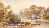 COOK OF PLYMOUTH William 1830-1890,Scene of a beached boat by a river with figures a,John Nicholson 2021-04-21