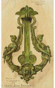 COOKE Albert Charles 1836-1902,Design for a Door Knocker,1889,Morgan O'Driscoll IE 2024-03-04