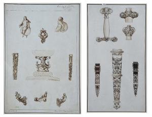 COOKE Charles A,A study of historic ornaments and another of sword,1888,Mallams GB 2015-06-10