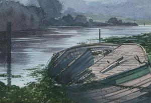COOKE Martin 1900-2000,THE OLD ROWING BOAT AT NARROW WATER, COUNTY DO,Ross's Auctioneers and values 2023-11-08