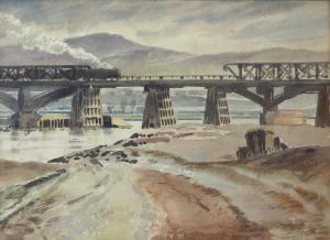 COOKE Stanley 1913,Steam Train passing over a Bridge,Ewbank Auctions GB 2022-03-24